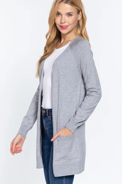 Explore More Collection - ACTIVE BASIC Open Front Long Sleeve Cardigan