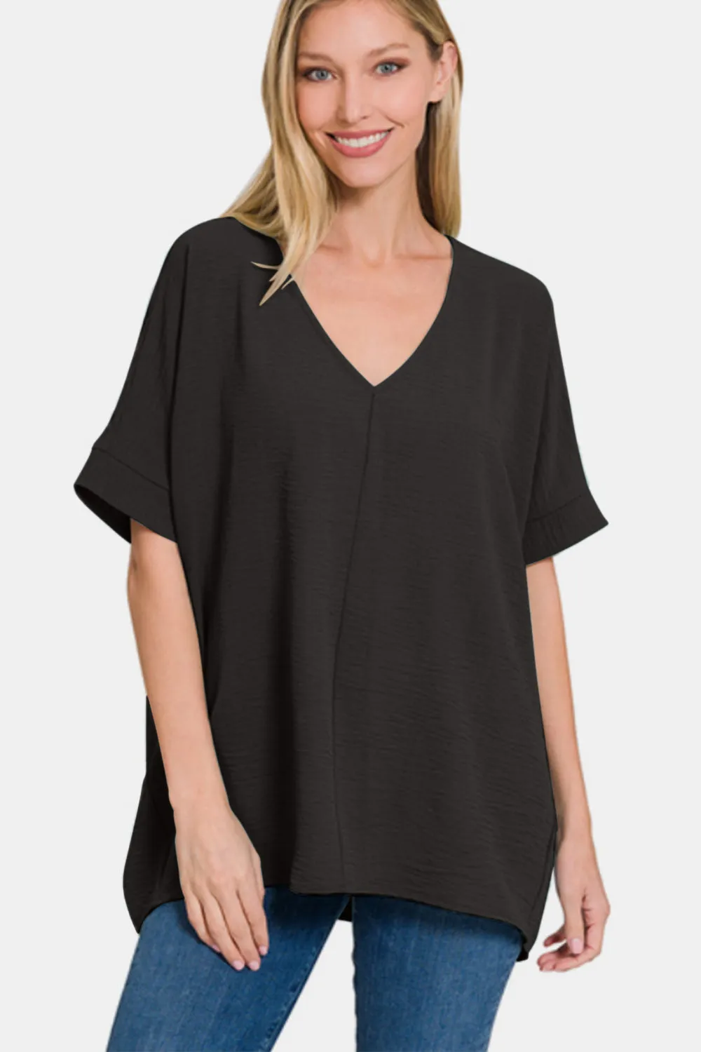 Explore More  Collection - Zenana Full Size V-Neck Short Sleeve Top