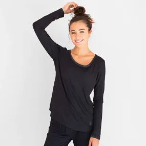 FACEPLANT BAMBOO® LONG SLEEVE PAJAMA SHIRT in BLACK