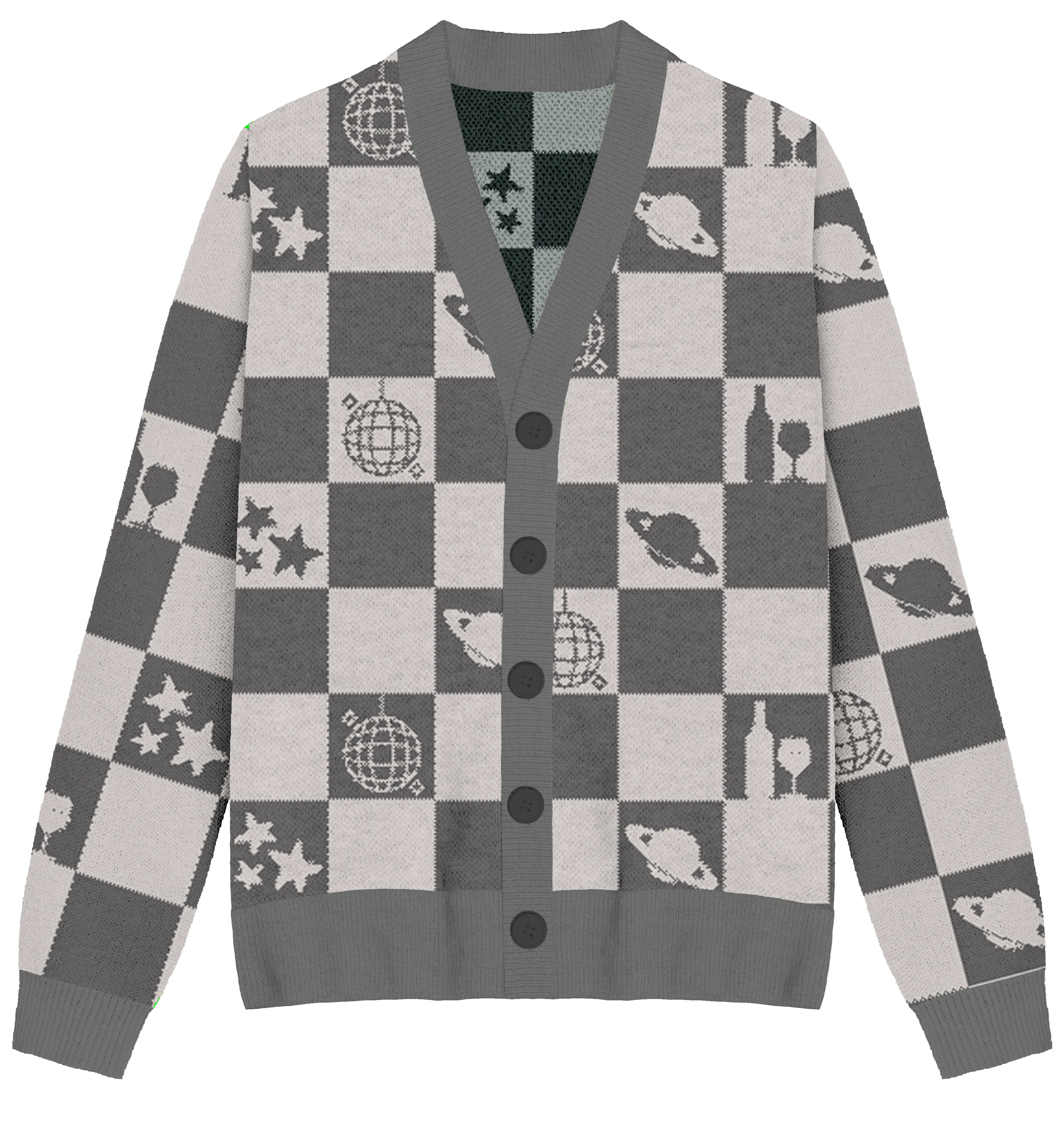 Folklore Checkered Knit Cardigan