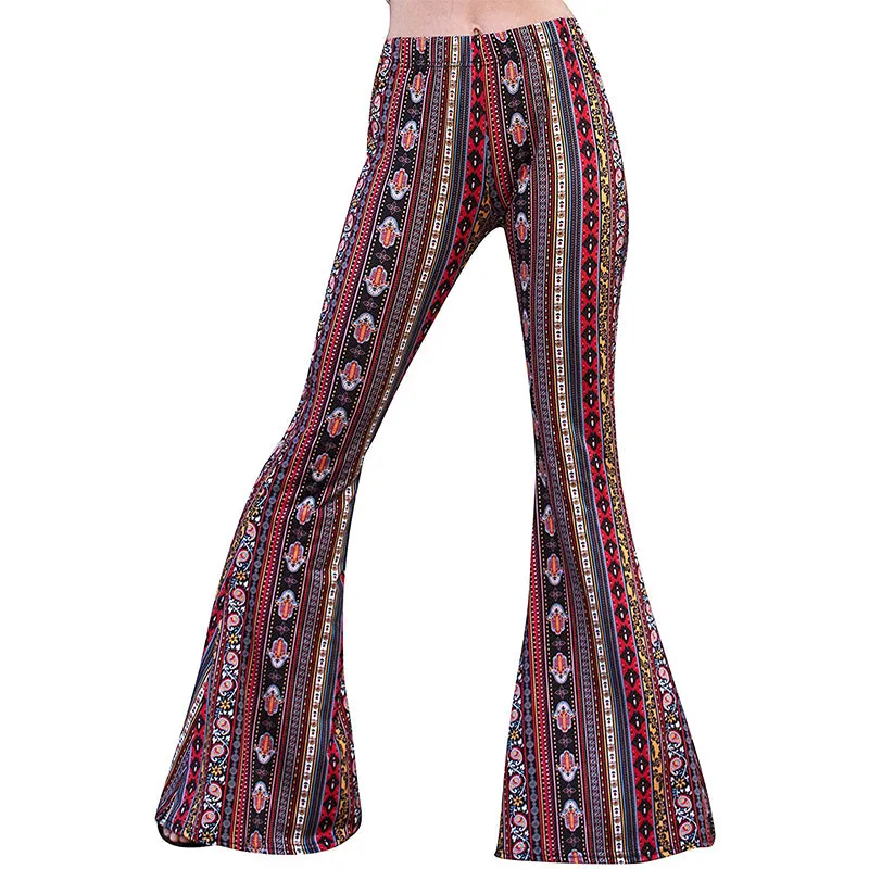 Funki Buys | Pants | Women's Boho Hippie Patterned Flare Pants