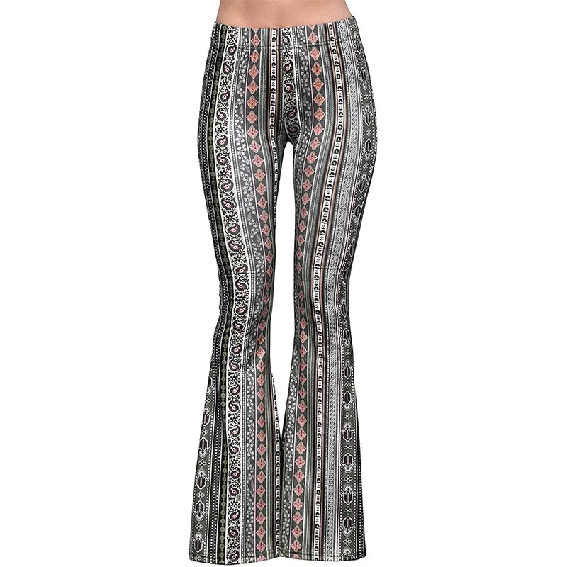 Funki Buys | Pants | Women's Boho Hippie Patterned Flare Pants