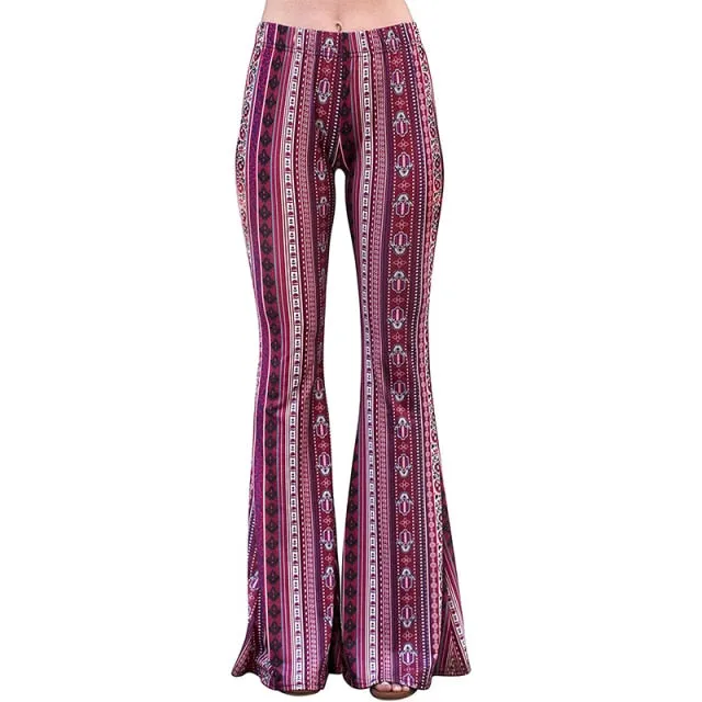 Funki Buys | Pants | Women's Boho Hippie Patterned Flare Pants