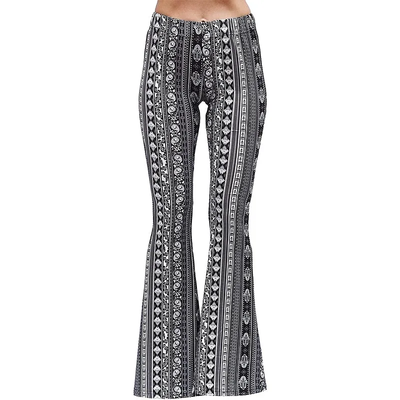 Funki Buys | Pants | Women's Boho Hippie Patterned Flare Pants