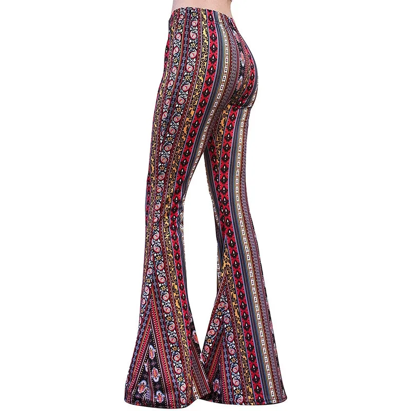 Funki Buys | Pants | Women's Boho Hippie Patterned Flare Pants