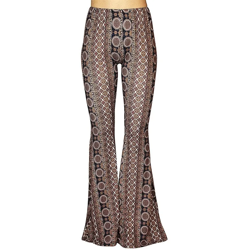 Funki Buys | Pants | Women's Boho Hippie Patterned Flare Pants