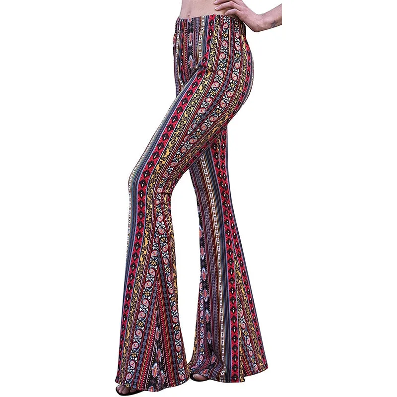 Funki Buys | Pants | Women's Boho Hippie Patterned Flare Pants