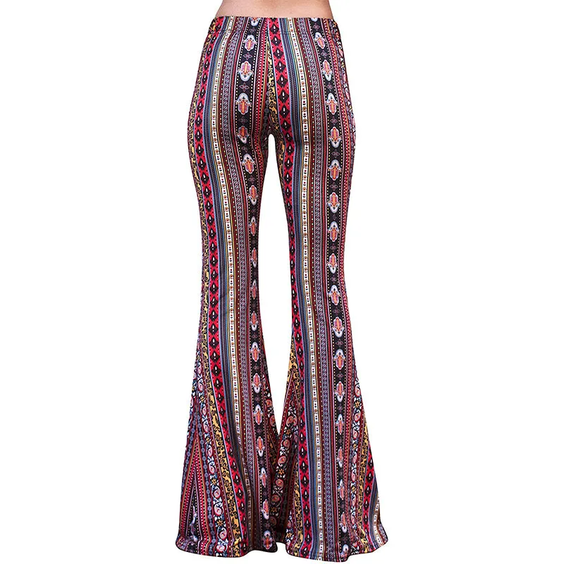 Funki Buys | Pants | Women's Boho Hippie Patterned Flare Pants