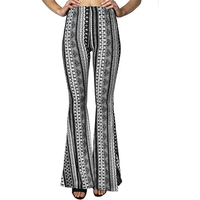 Funki Buys | Pants | Women's Boho Hippie Patterned Flare Pants