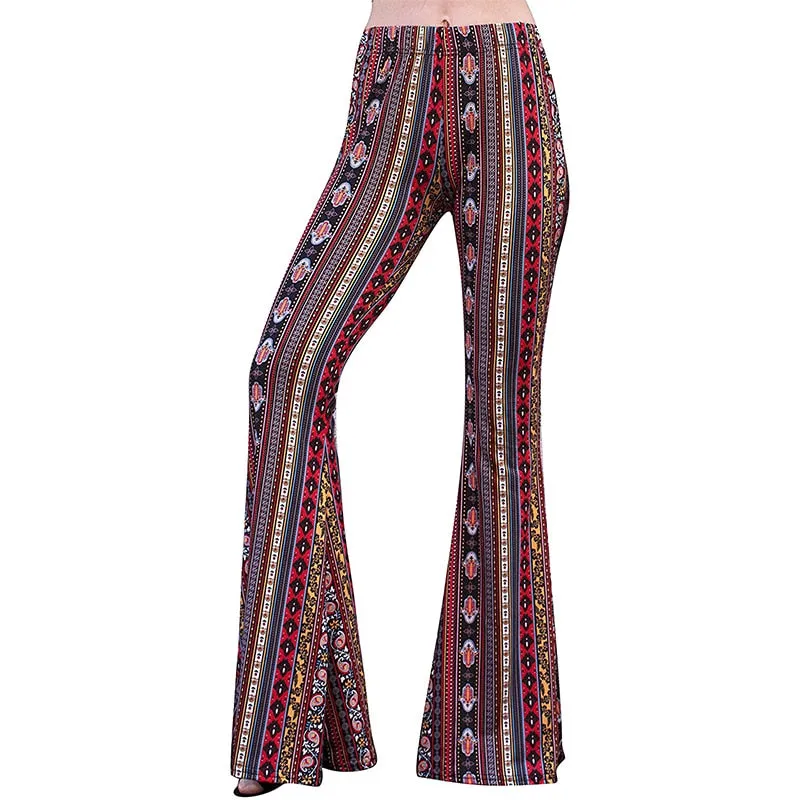 Funki Buys | Pants | Women's Boho Hippie Patterned Flare Pants