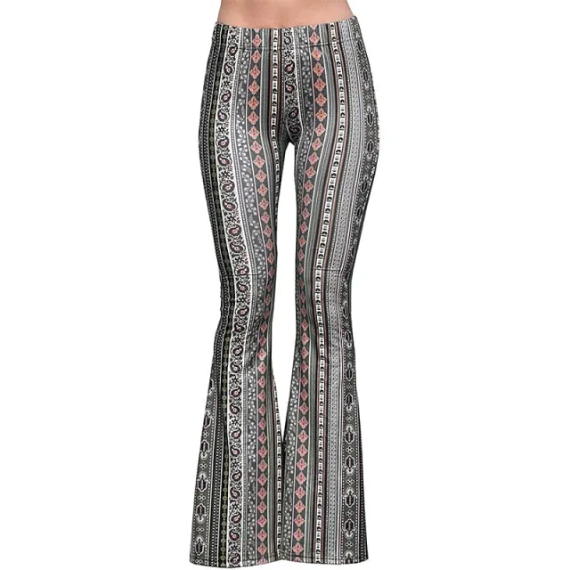 Funki Buys | Pants | Women's Boho Hippie Patterned Flare Pants