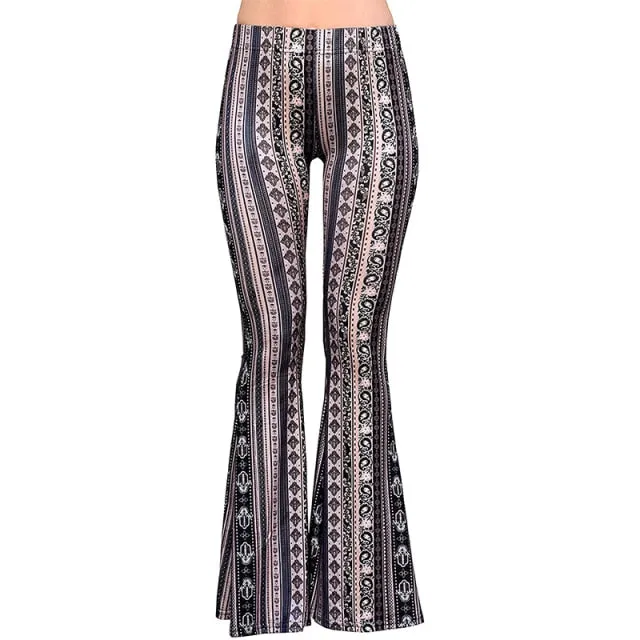 Funki Buys | Pants | Women's Boho Hippie Patterned Flare Pants