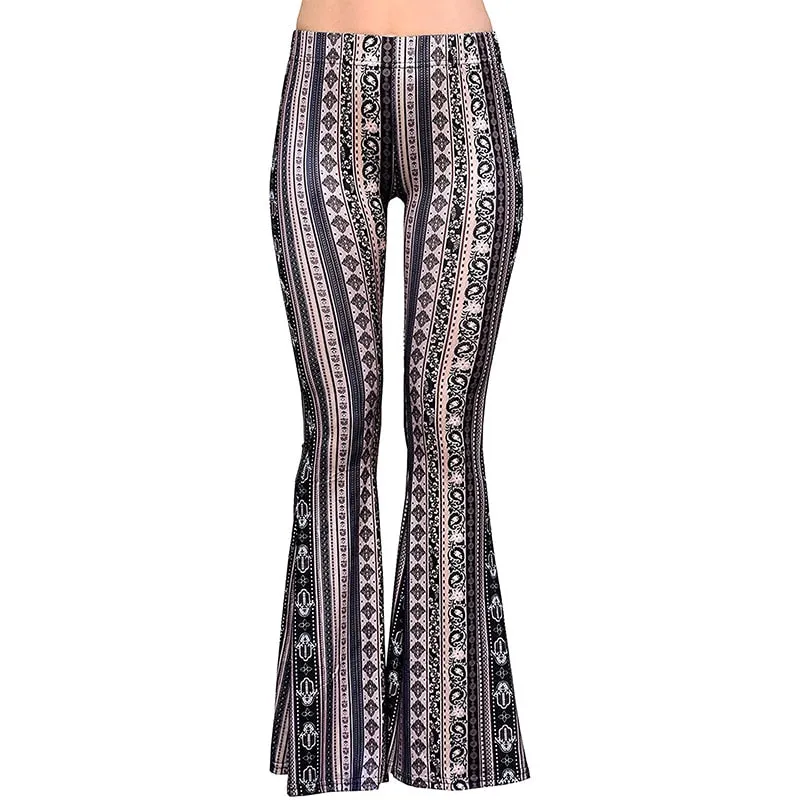 Funki Buys | Pants | Women's Boho Hippie Patterned Flare Pants