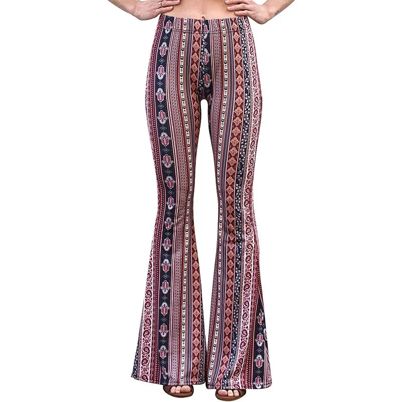 Funki Buys | Pants | Women's Boho Hippie Patterned Flare Pants