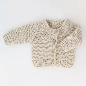 Garter Stitch Cardigan Sweater | Natural