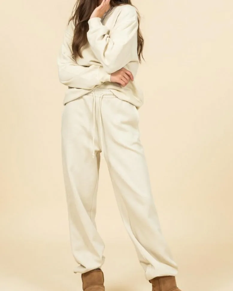 Gia Oversized Drawstring Sweatpants (Beige)