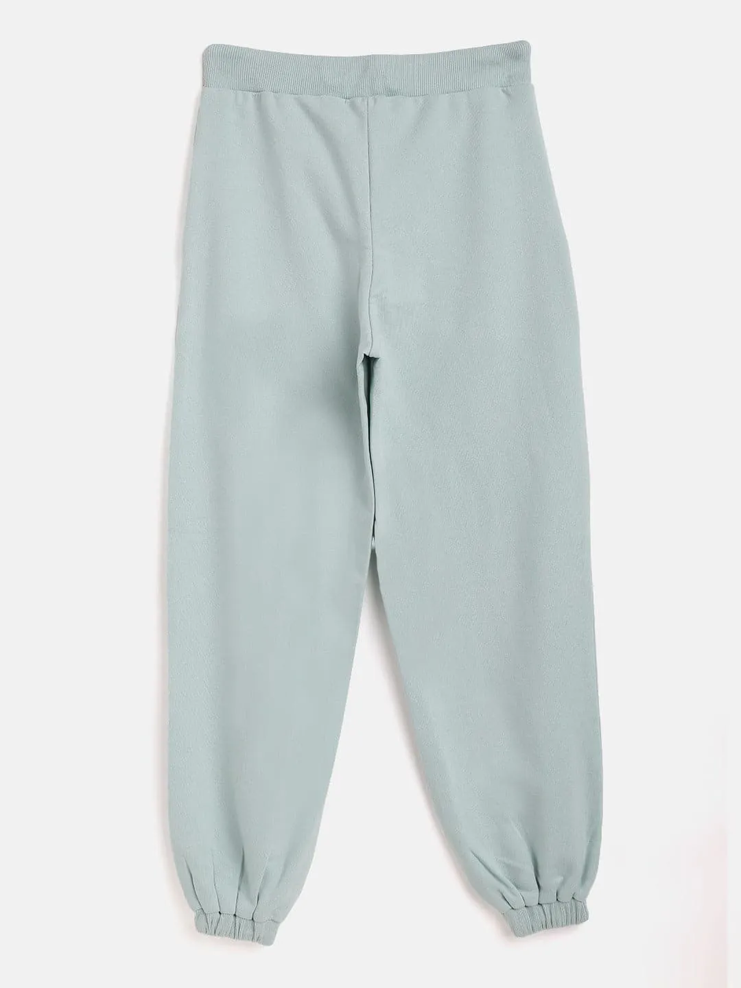 Girls Sea Green Terry Basic Drawstring Joggers - Lyush Kids