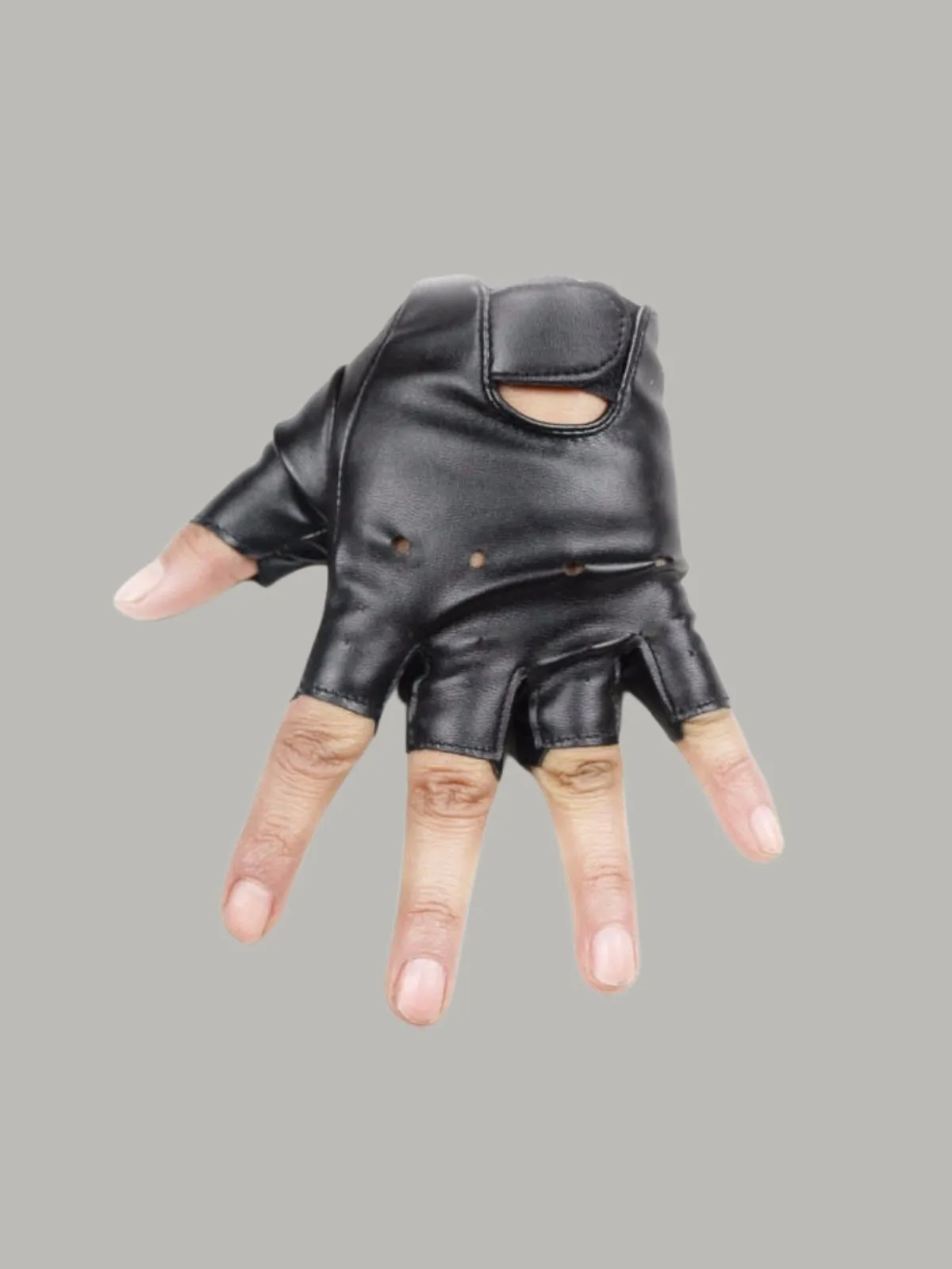 Girls Vegan Leather Fingerless Gloves