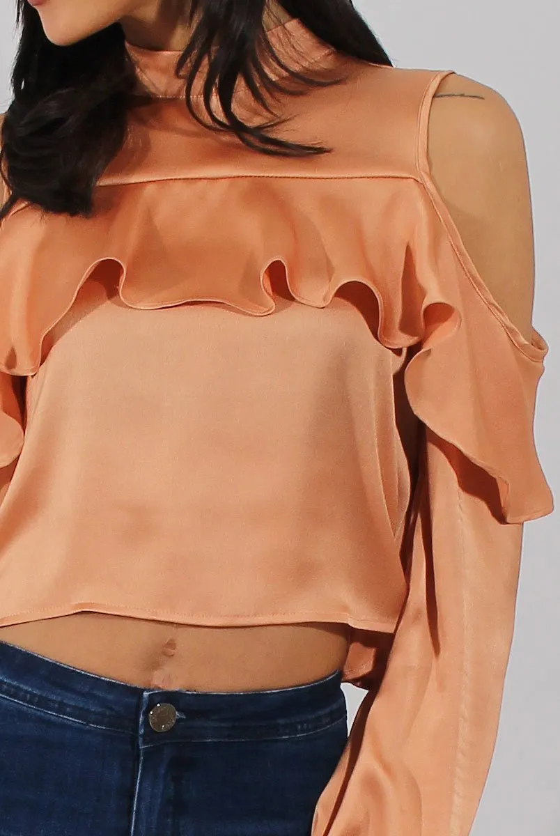 Gold Cold Shoulder Frill Layer Top - Lucy