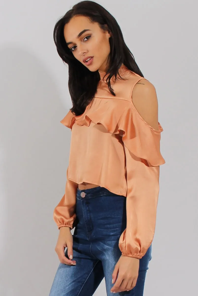 Gold Cold Shoulder Frill Layer Top - Lucy