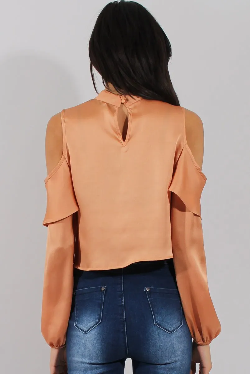 Gold Cold Shoulder Frill Layer Top - Lucy