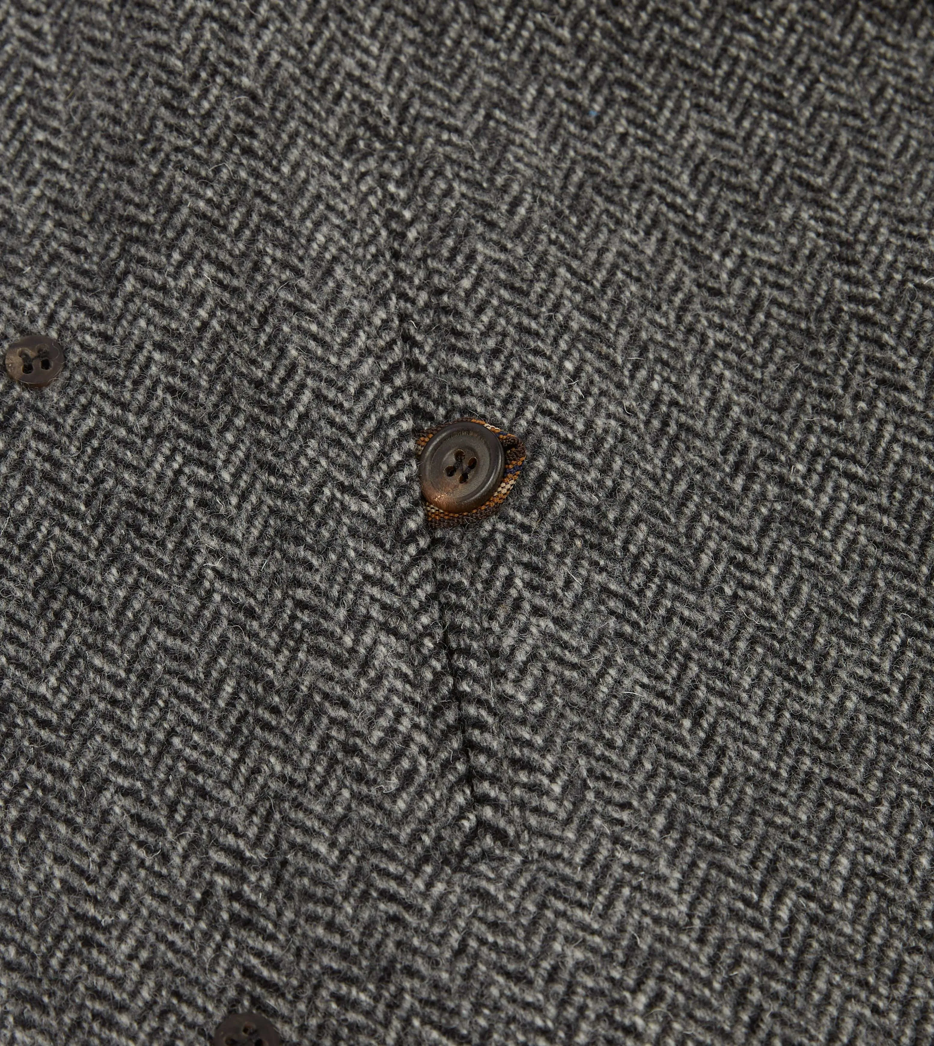 Grey Herringbone Wool Raglan Coat