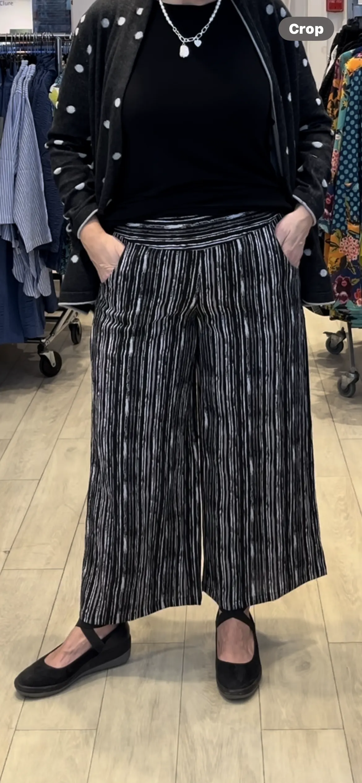 Habitat Sale, 33767 Crop Stripe Pant, Black 50% Off Regular Price