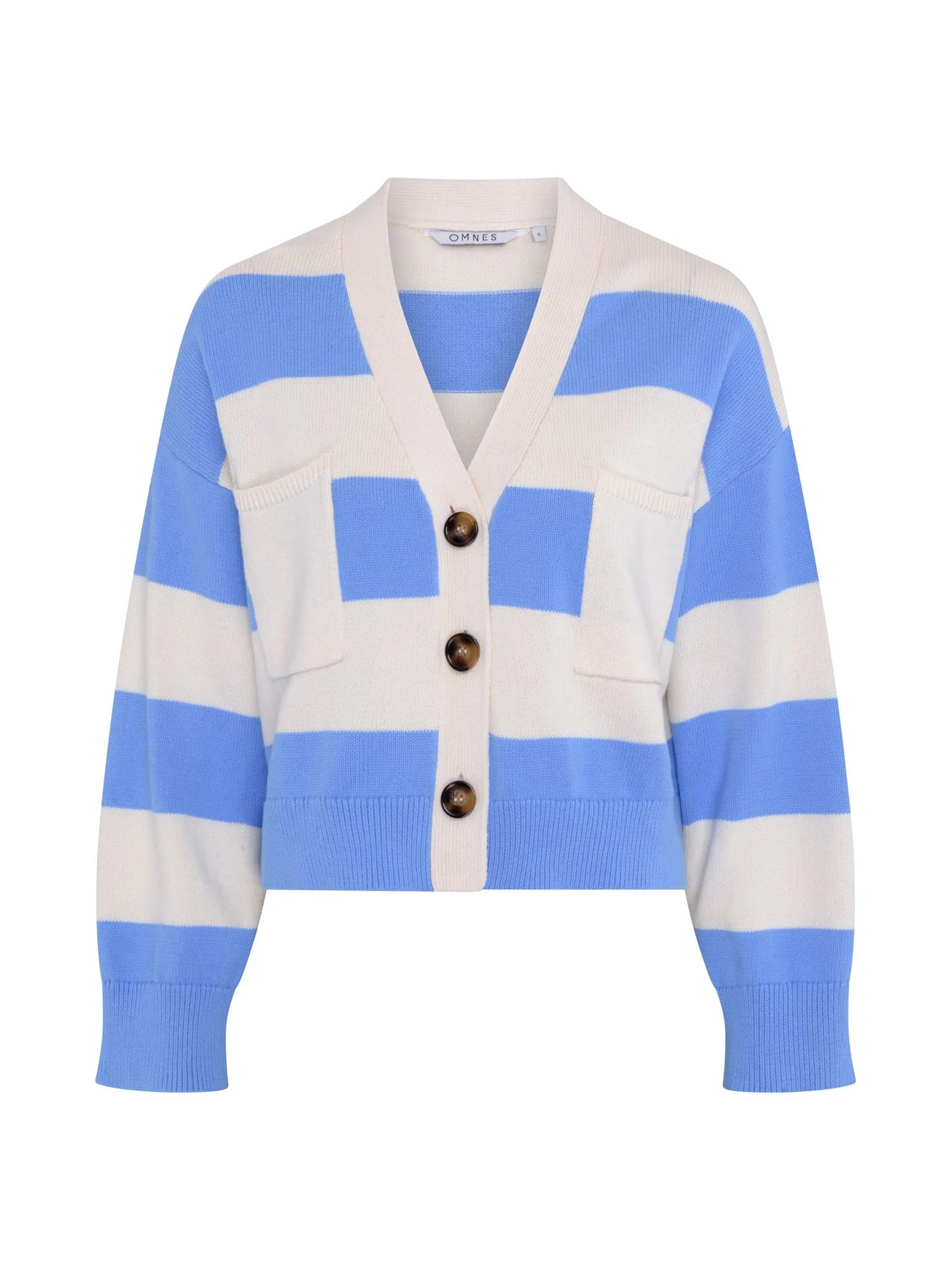 Heather Stripe Cardigan in Cream and Blue