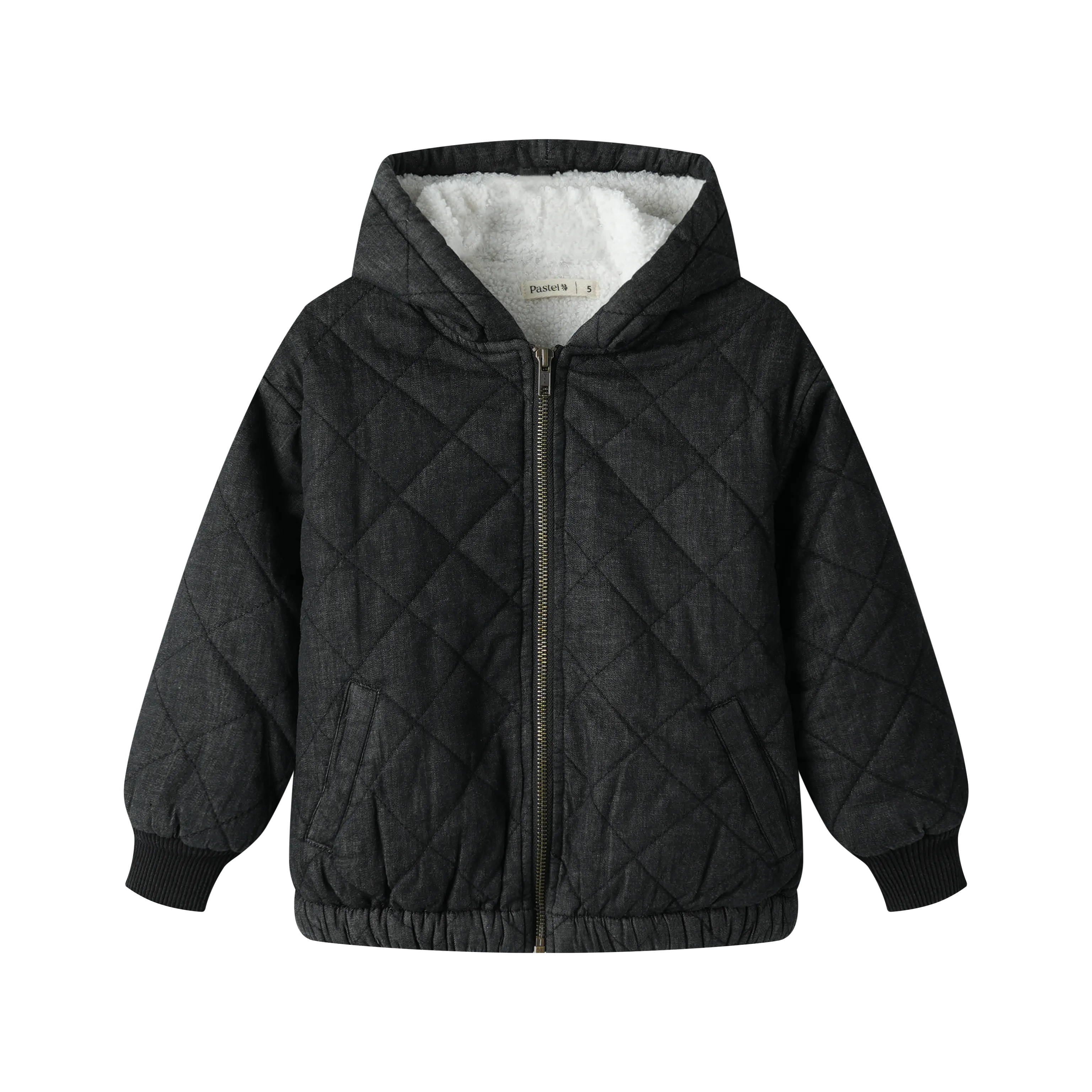 HOODED QUILTED JACKET-BLACK DENIM