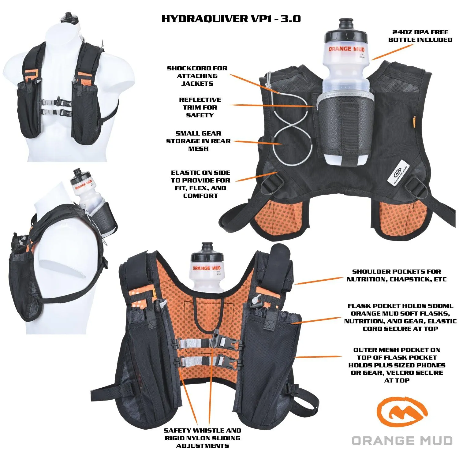 HydraQuiver Vest Pack 1 - 3.0: Ideal for road and trail running, and triathlon.