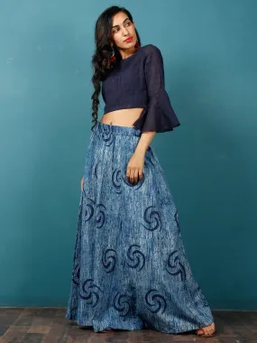 Indigo Hand Block Printed Skirt - S40F318