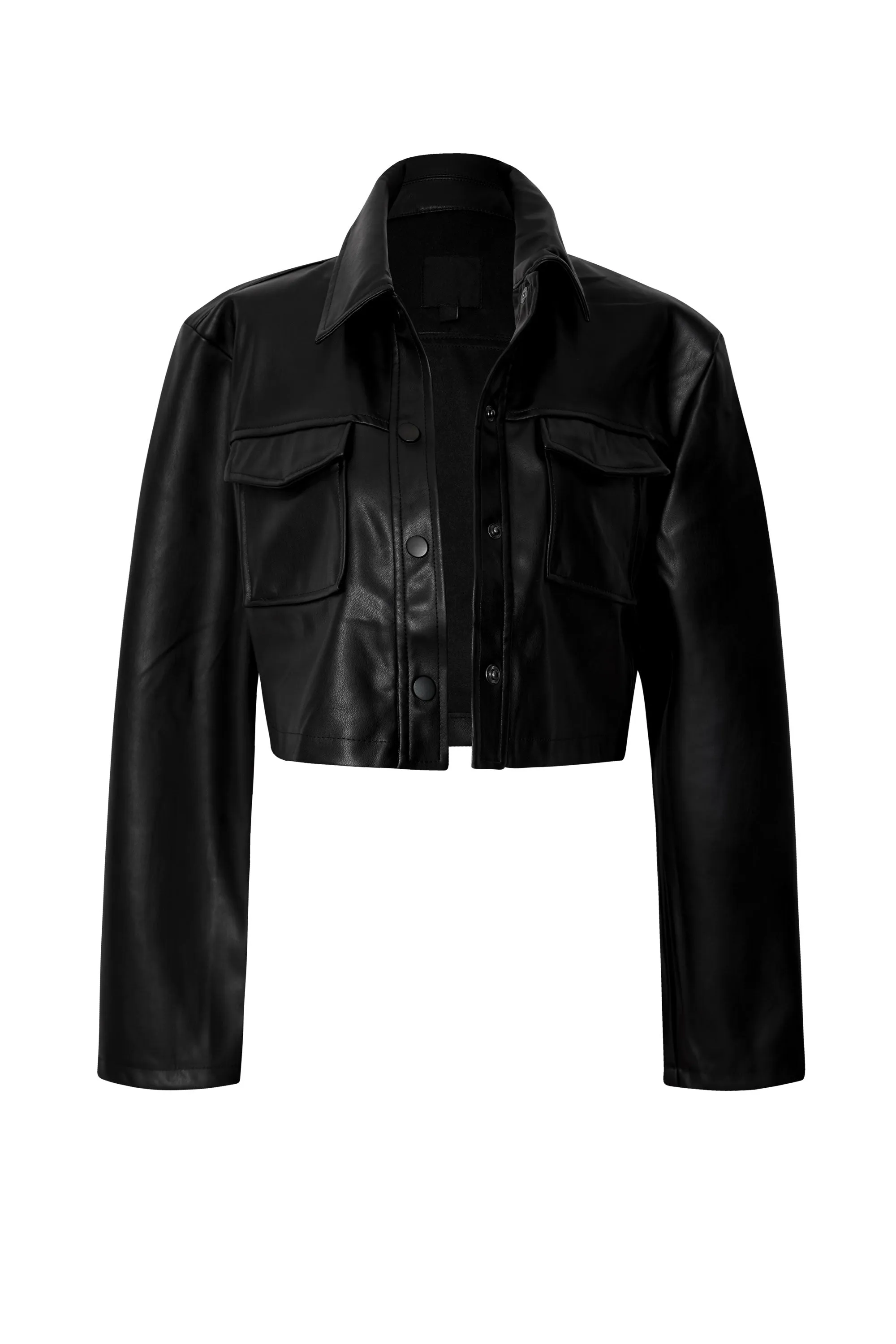 Irma Black Vegan Leather Cropped Jacket