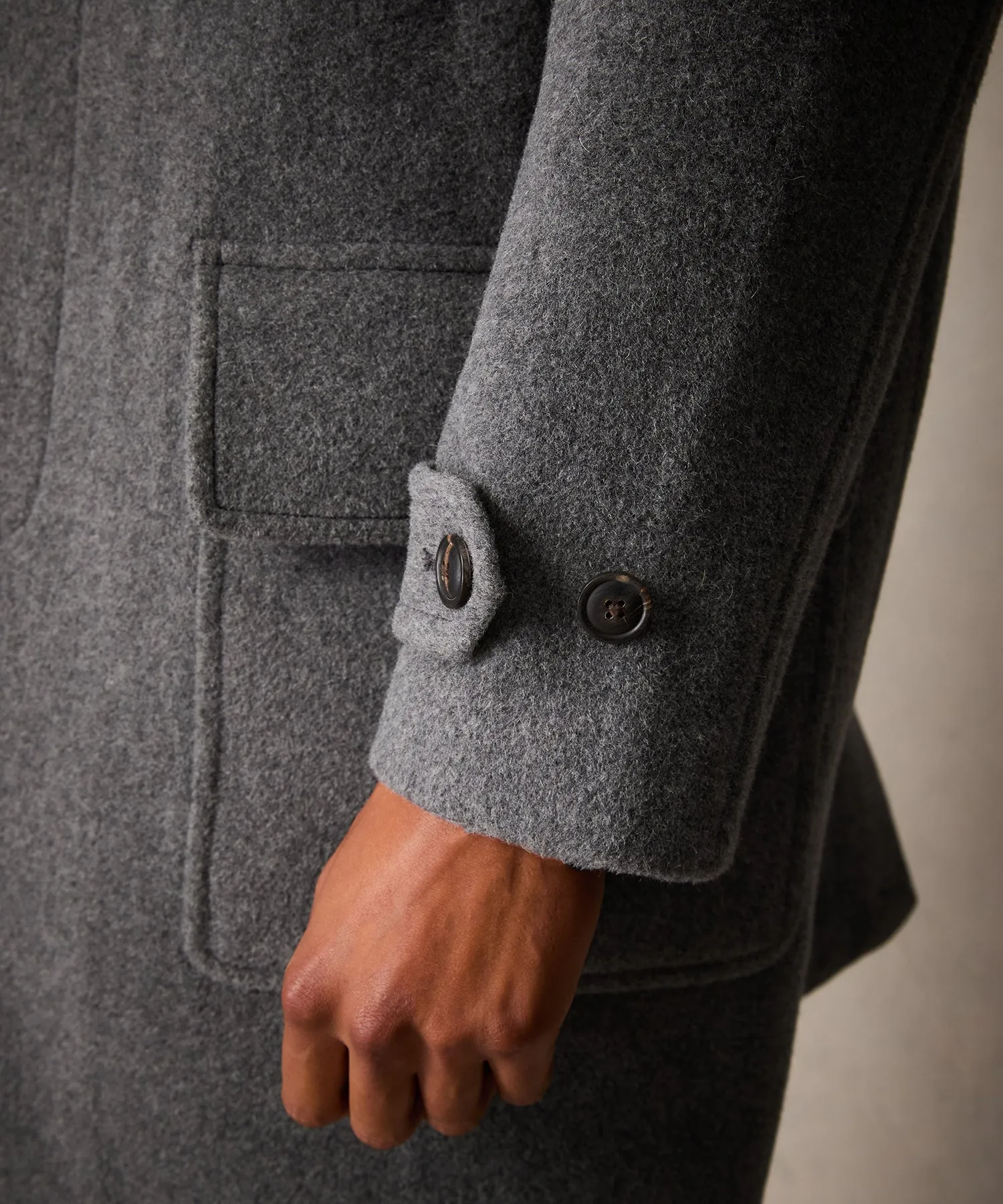 Italian Wool Car Coat in Light Grey