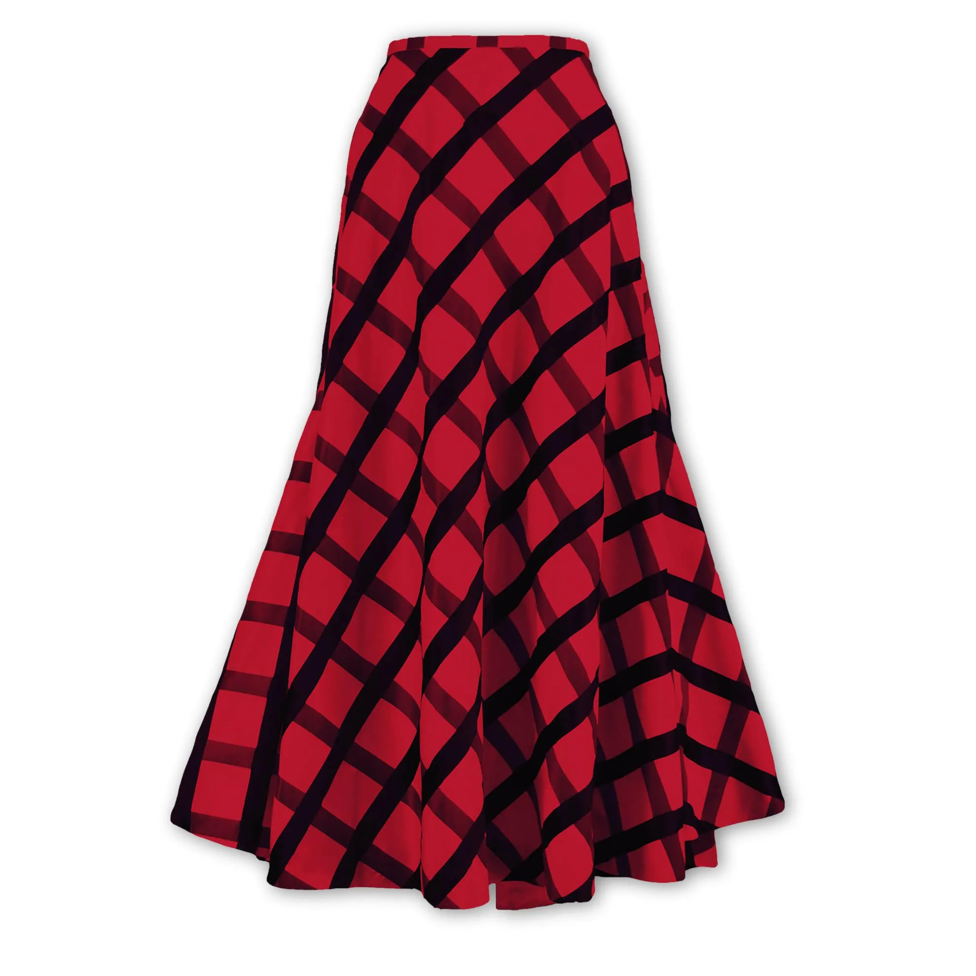 J. Peterman Women's Windowpane Plaid Silk Taffeta Skirt