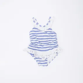 Janie and Jack Blue and White Stripe Swimsuit