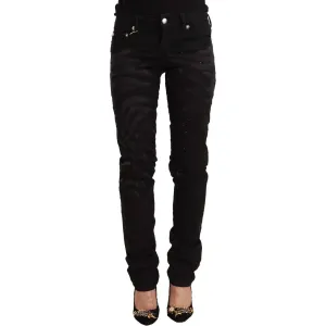 Just Cavalli Elegant Black Slim Fit Embellished Jeans