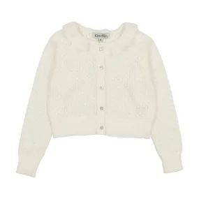 Kin and Kin White Ruffled Knit Cardigan