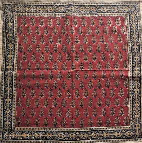 KK1421 Kalamkari Cotton Bandana - Red Flowers (KK1421)