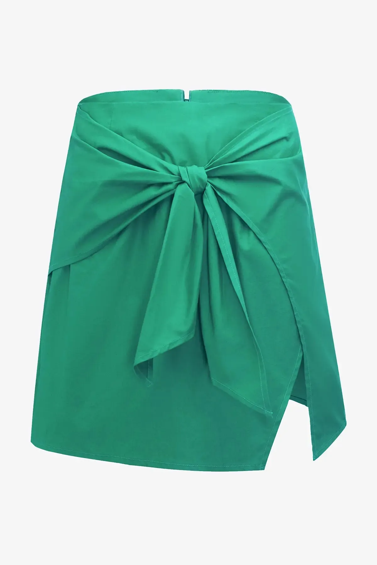 Knot Front Ruched Split A line Skirt