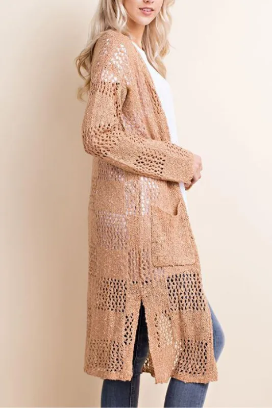 L Love Checkered Cardigan - Dusty Coral