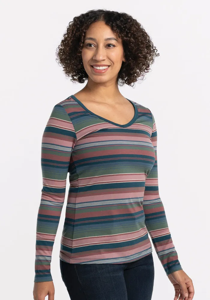 Layla V Neck Top - Adirondack 2.0 Stripe