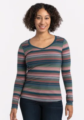 Layla V Neck Top - Adirondack 2.0 Stripe