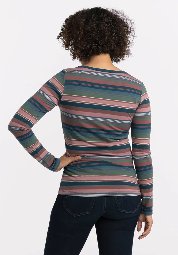 Layla V Neck Top - Adirondack 2.0 Stripe