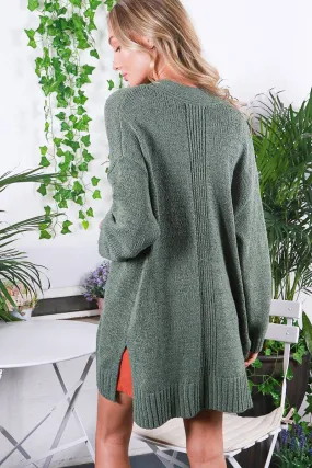 Long sleeve slit detail cardigan (olive)