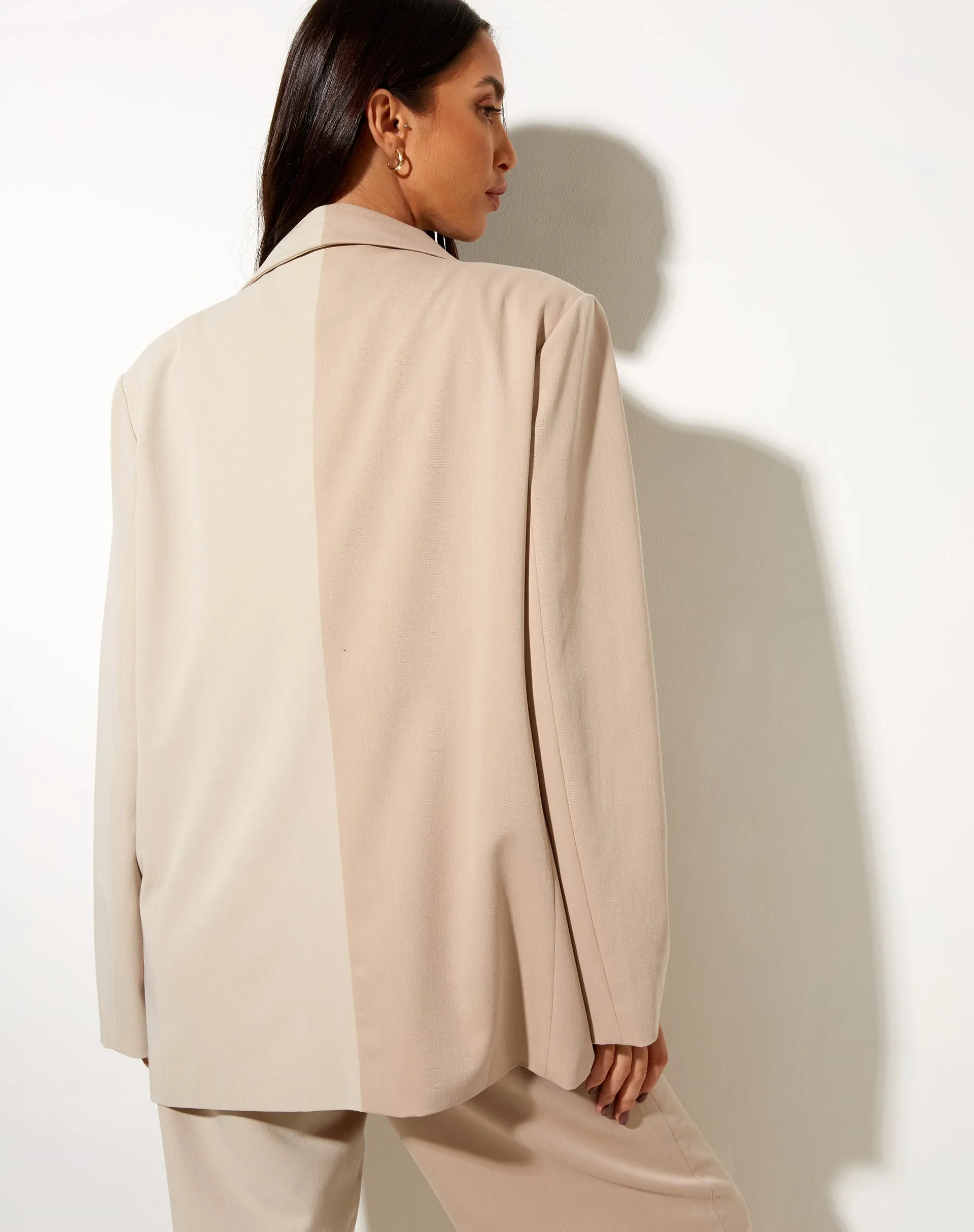 Maiwa Blazer in Contrast Tan and Beige