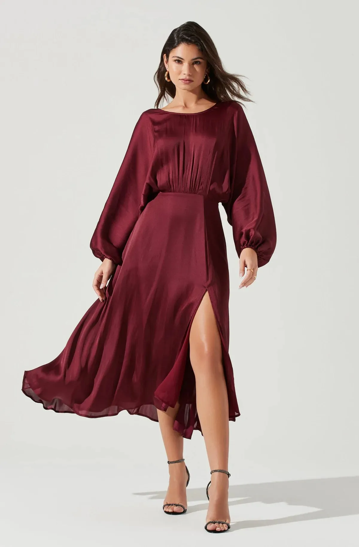 Marin Dolman Sleeve Dress - Wine