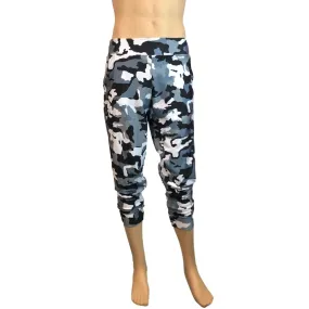 Men's Black & White Camo Camouflage Jogger Pants w/ Pockets