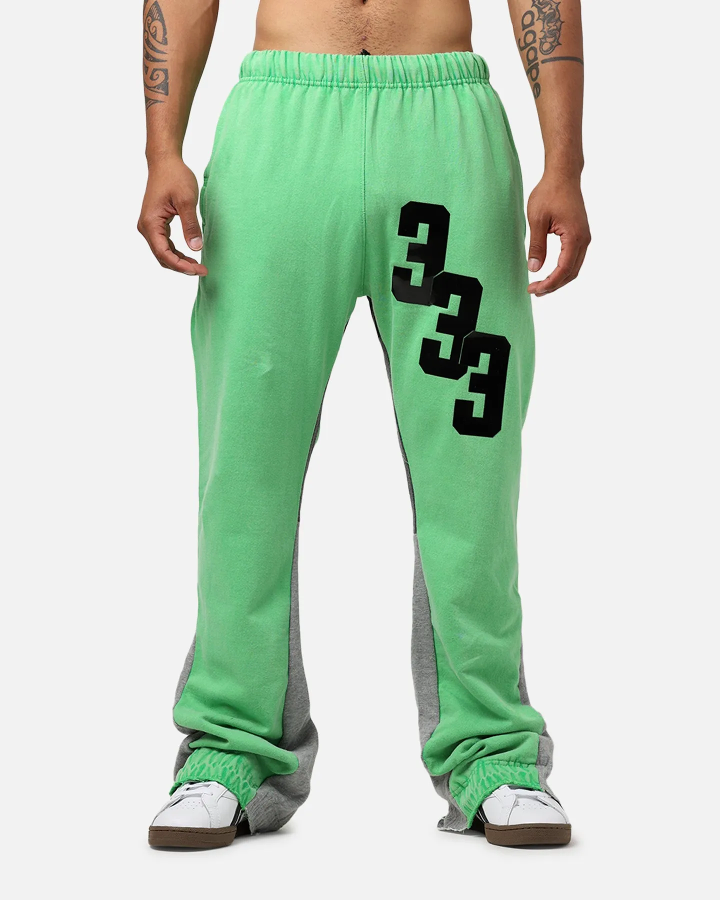 MNML Embroidered Contrast Bootcut Sweatpants Green