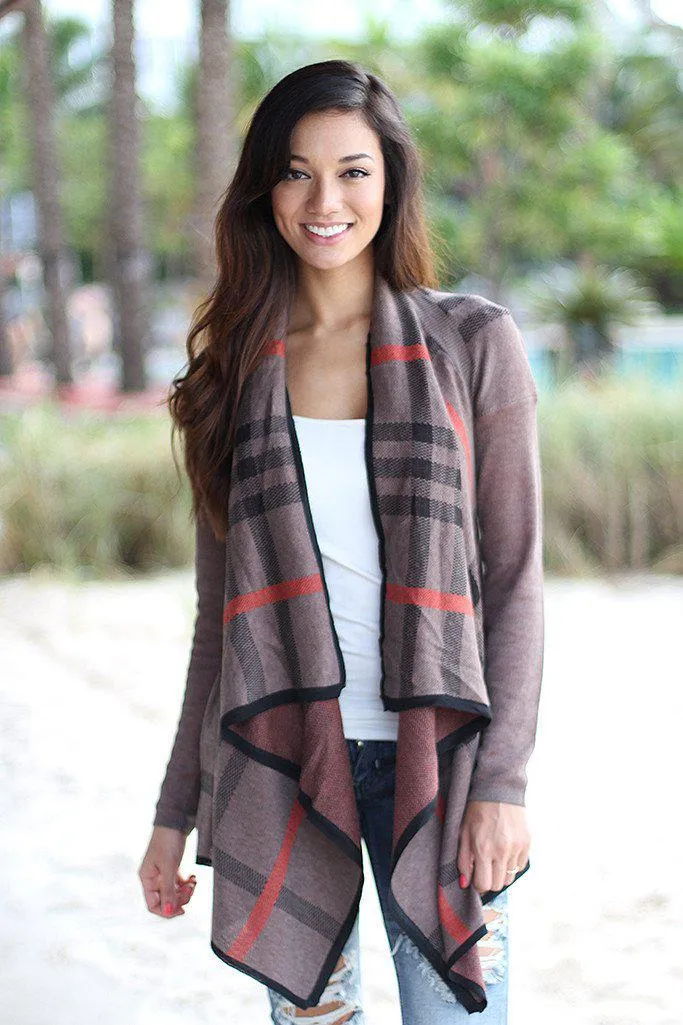 Mocha Plaid Cardigan