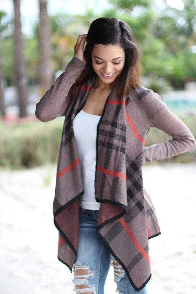 Mocha Plaid Cardigan